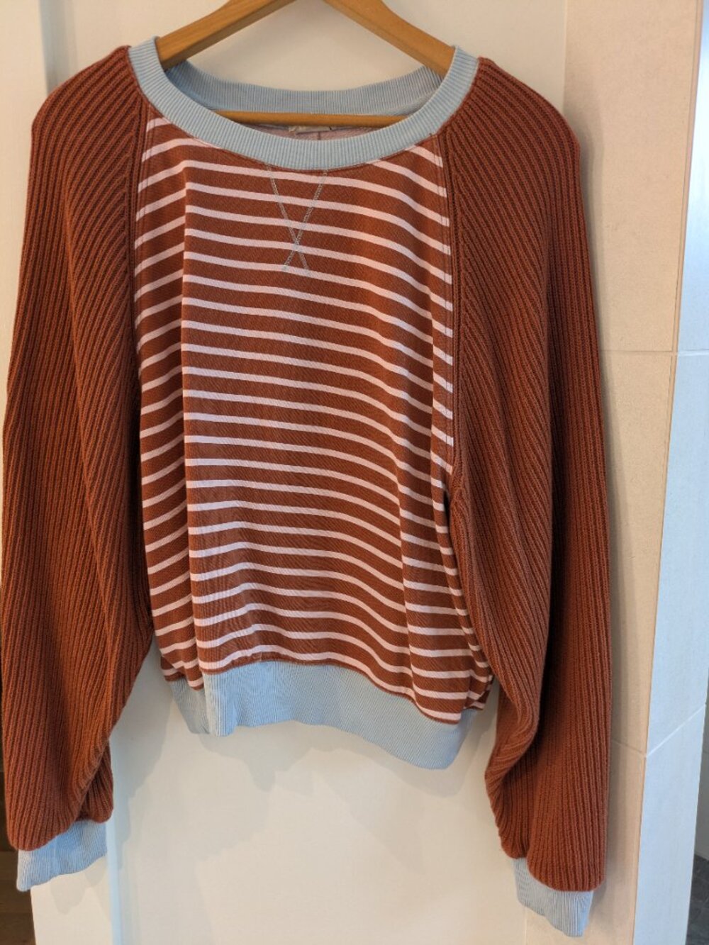 Anthropologie Pilcro and the Letterpress "The Niki" Knit-Sleeve Bubble Sweatshir